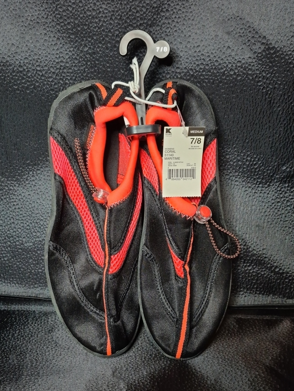 Athletech Women's 7/8 Black Water Shoes with Coral Accents - New